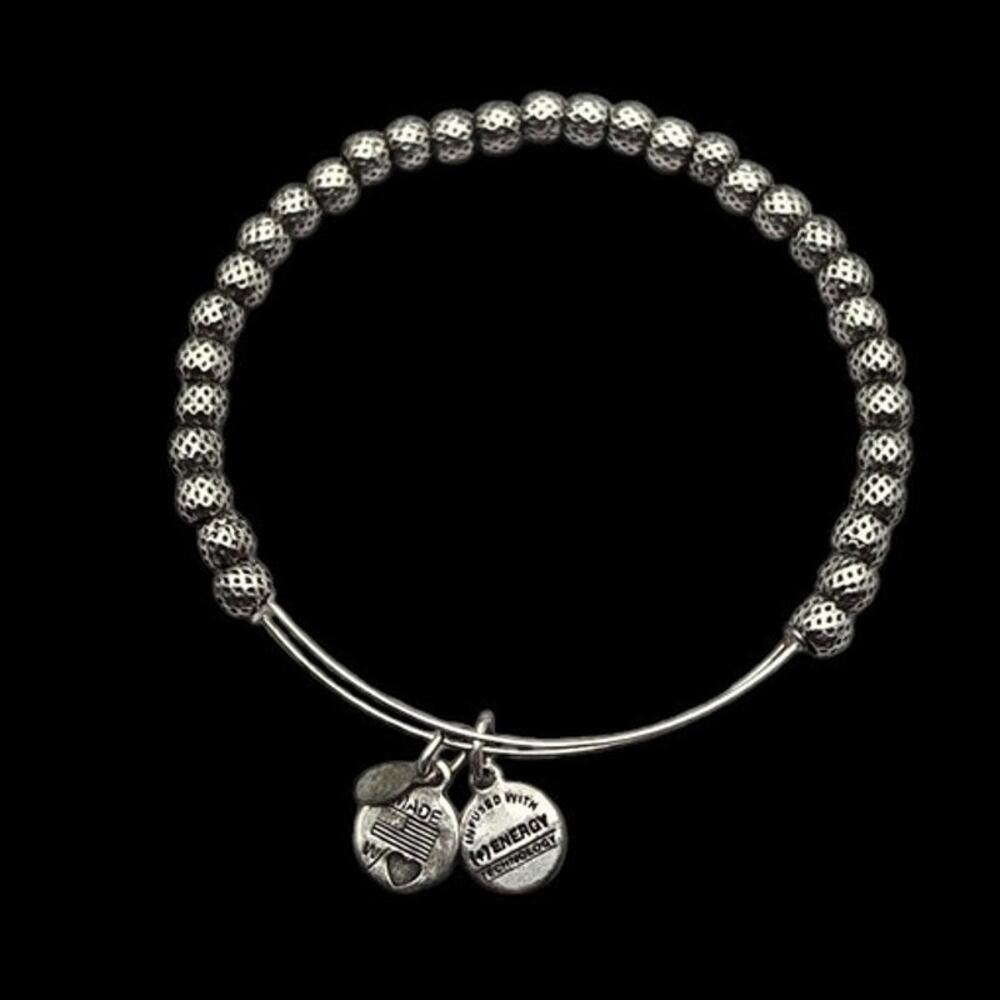 Alex and Ani Beaded Silver-Tone Energy Charm Bracelet - Picture 8 of 9